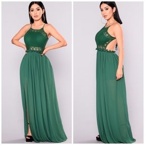 NWT fashion nova sexy green maxi dress